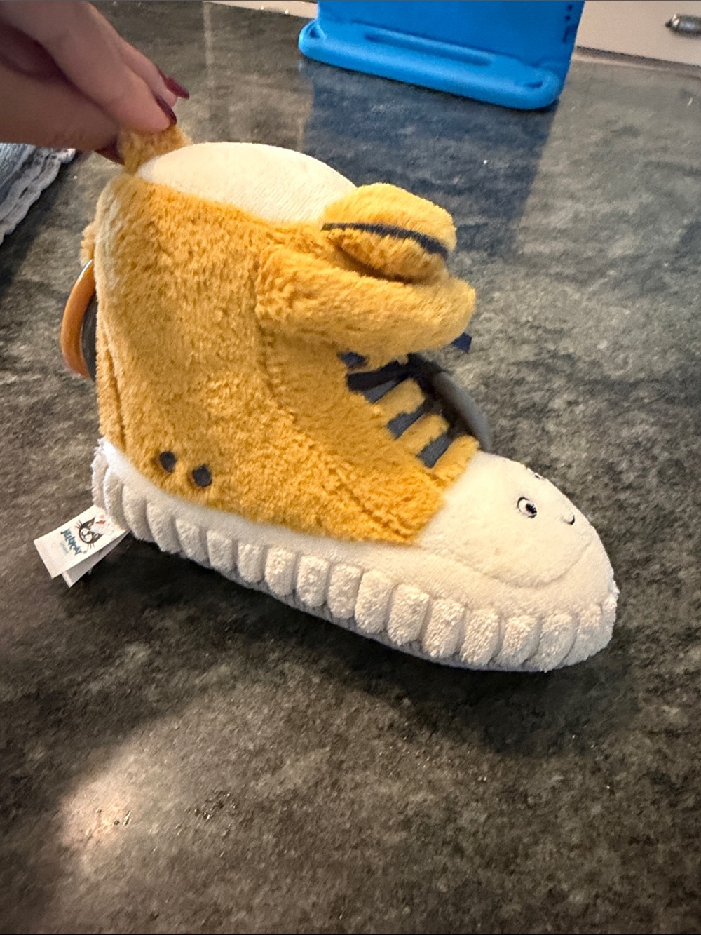Jellycat Yellow and Cream Plush Kids Character Slipper